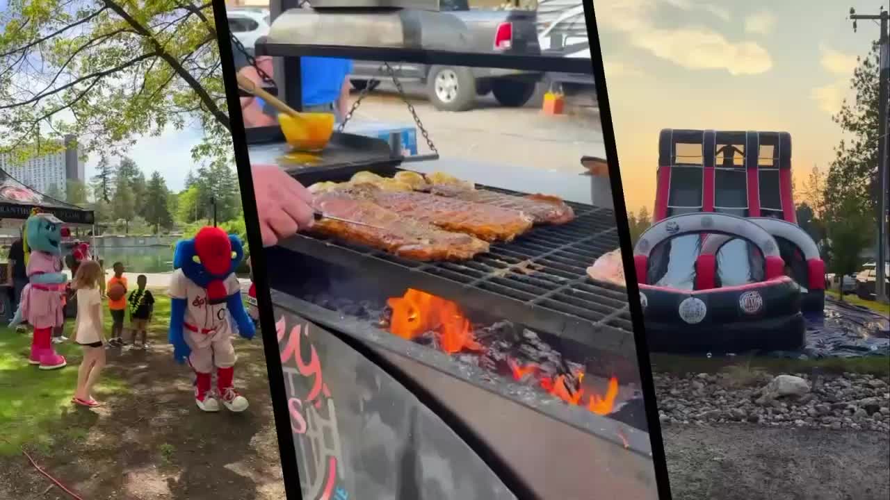LJ's water slide and barbecue at a community event